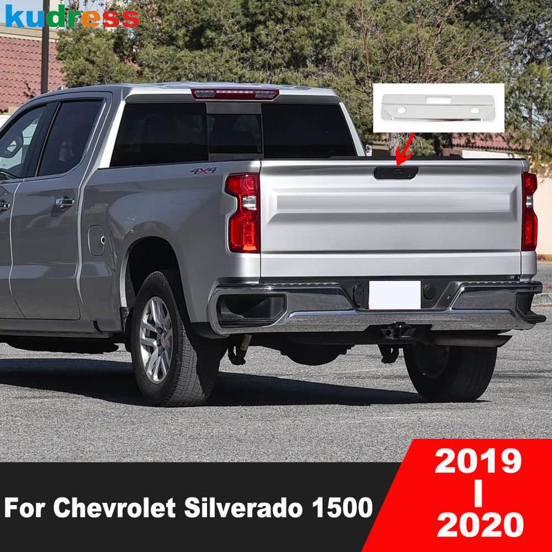 For Chevrolet Silverado 1500   Chrome Car Rear Trunk Handle Cover Trim Tailgate Door Handle Panel Frame Accessories