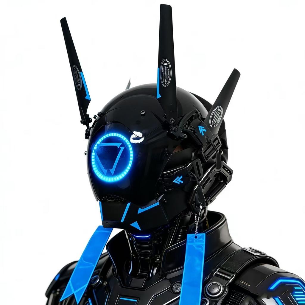 Cyberpunk Commander COS Helmet, Mechanical Armor, Technological Bar Gathering led Mask, Robot Mask