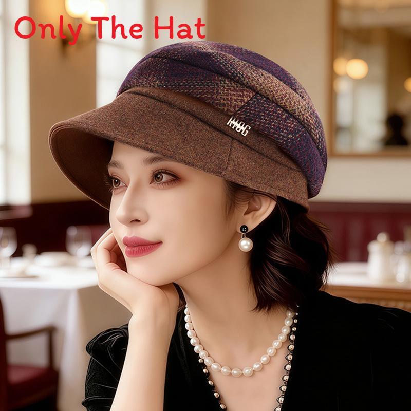 Модная круглая беретка из смесовой шерсти с короткими полями для весны и осени коричневый