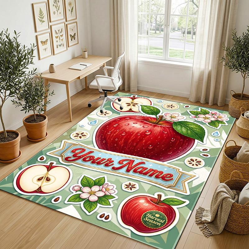 Foxes Moonlit Theme Soft Crystal Velvet Rug Custom Name & Text Print Non Slip Floor Rug for Bedroom Living Room