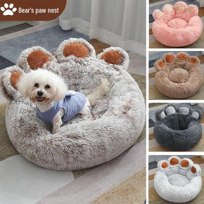 Warm Cartoon Berenpoot Pluche Huisdierbed voor Katten en Honden