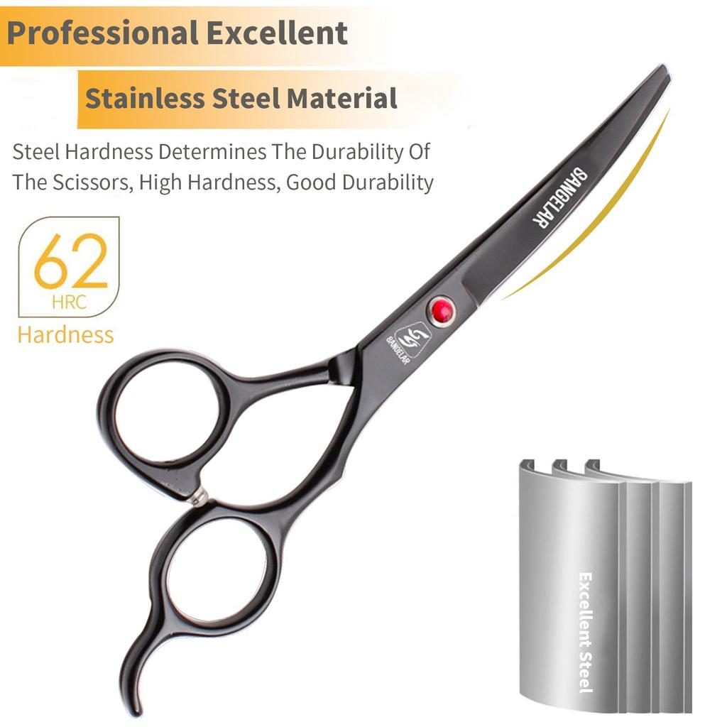 SANGELAR 7-calowe nożyczki do pielęgnacji zwierząt domowych Zakrzywione w górę i w dół Zakrzywione nożyce do pielęgnacji zwierząt Profesjonalne nożyczki zakrzywione dla psów Pielęgnacja sierści zwierząt Narzędzia dla fryzjerów