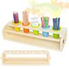 Craft Paper Roll Holder with Paper Roll&Pencil Cups Paper Roll Easel Solid Wood Storage Roll Paper Rack for Kids Desktop Easel