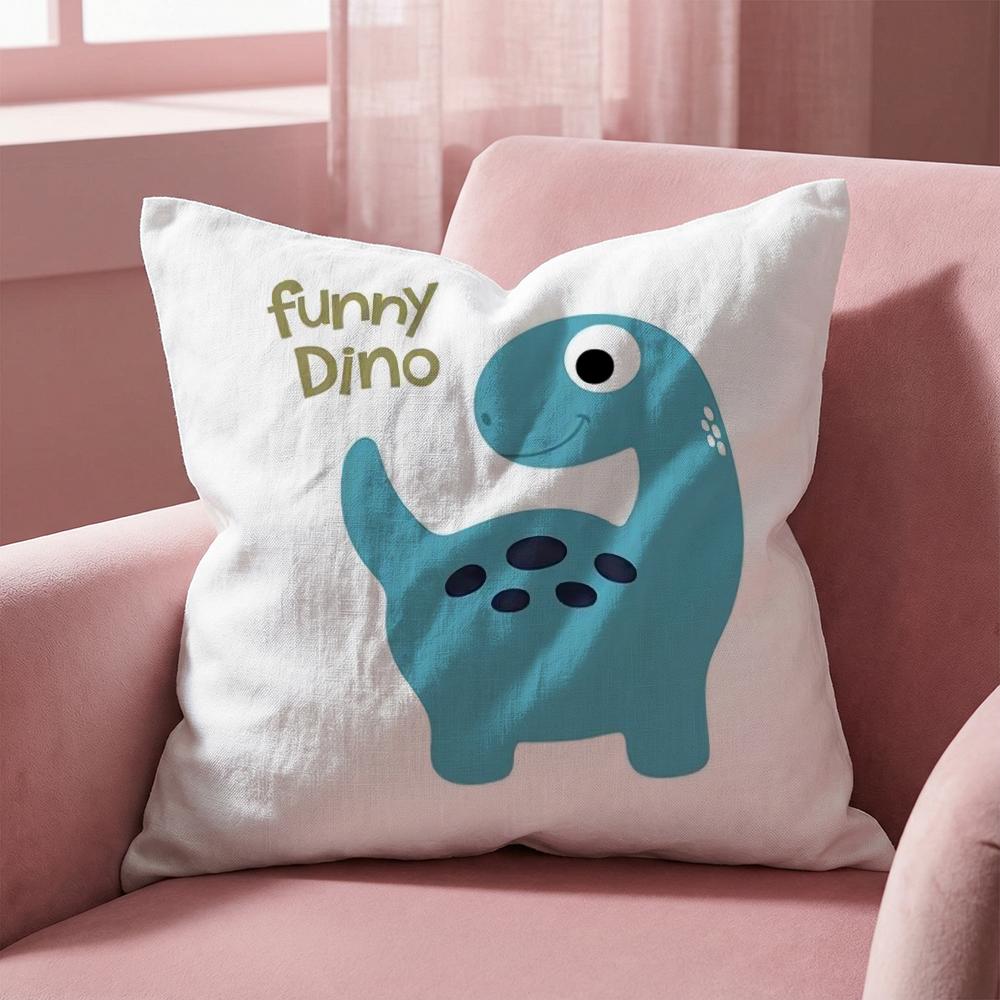 Cute Jurassic Dinosaur Cushion Cover Multi-Scene Pillow Cover for Home & Car - Reversible, Soft & Durable for Daily Use