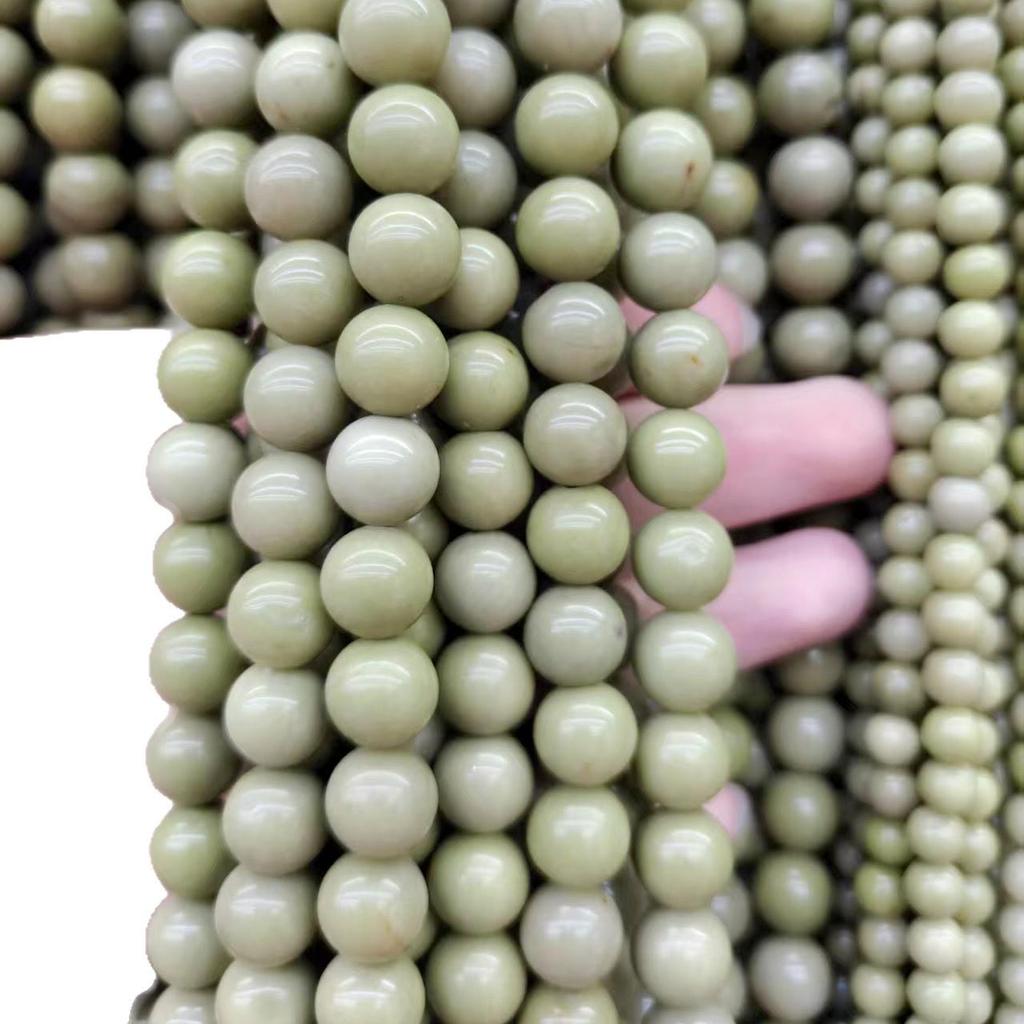 Alxa Stone Avocado Color Round Loose Beads for DIY Jewelry Making
