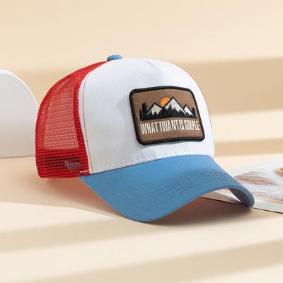 1pc Unisex Mesh Sunshade Breathable Adjustable Casual Baseball Cap with Trendy Patch for Outdoor Sport, Ideal Choice for Gifts