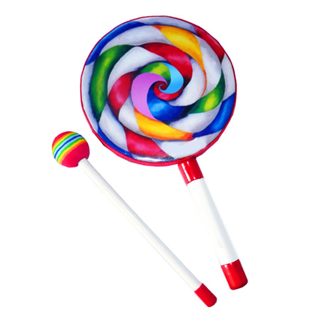 Children Hand Drum Multicolor Rainbow Percussion Instrument Musical Sound Education Tool 6in