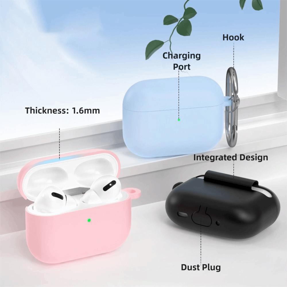 Anti-fall Earphone Case with Carabiner Silicone Earbuds Cover Shockproof Anti Scratch Charging Box Shell for AirPods Pro 3