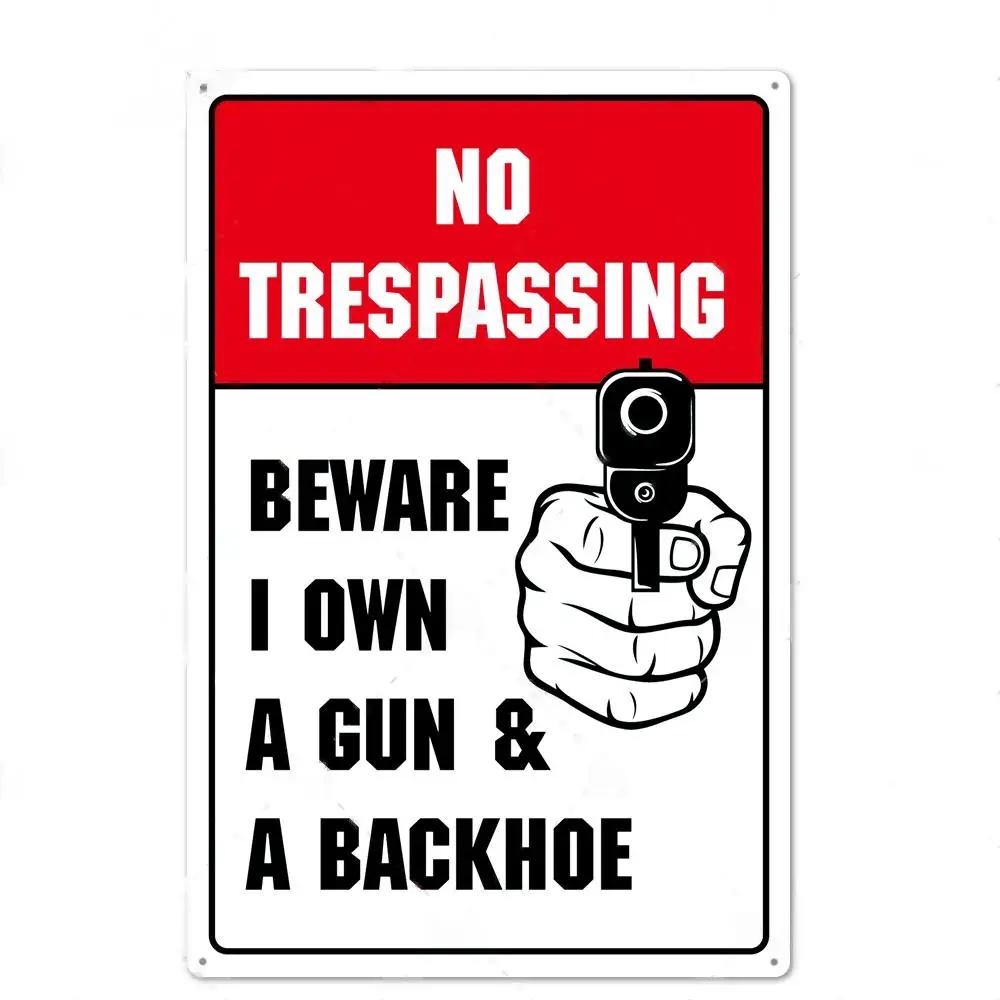 Funny Warning Sign Metal Sign Tin Sign Wall Decor No Trespassing Sign Metal Painting Wall Sticker Vintage Metal Tin Plate