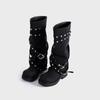 Maillard trouser boots autumn new women's retro round head niche design long boots rivet knight boots