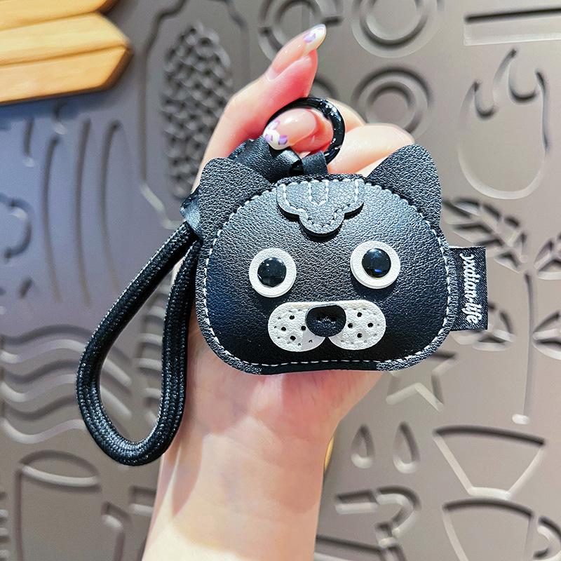 Creative Leather Puppy Keychain Cute Cartoon French Dog Advanced Sense Exquisite Bag Pendant Accessories Small Gifts