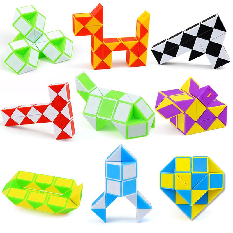 1Pcs Mini Twist Snake Ruler Puzzle Folding Puzzle Cube Educational Toys Magic Ruler 24 Kids Brain Teaser Foldable Party Favors