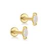 2 Pezzi Orecchino Piercing Minimalista in Acciaio Inossidabile con Opale per Donna Raffinati Piccoli Borchie a Corona Orecchino Cartilagine Gioielli per il Corpo Regalo