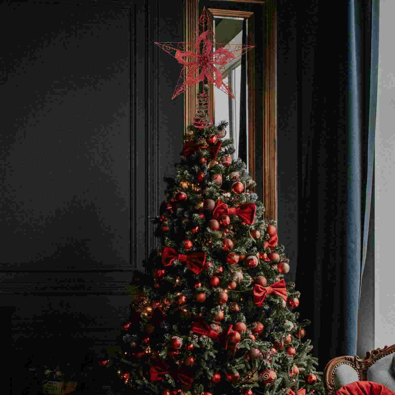 

Рождественская елка Верхушка Звезда Украшение Верхушка Украшение Кованое Железо Украшения Вечеринка красный