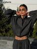 Neues lässiges Sportset für Damen, lockerer Cardigan mit Stehkragen und kurzem Reißverschluss + Hose mit weitem Bein
