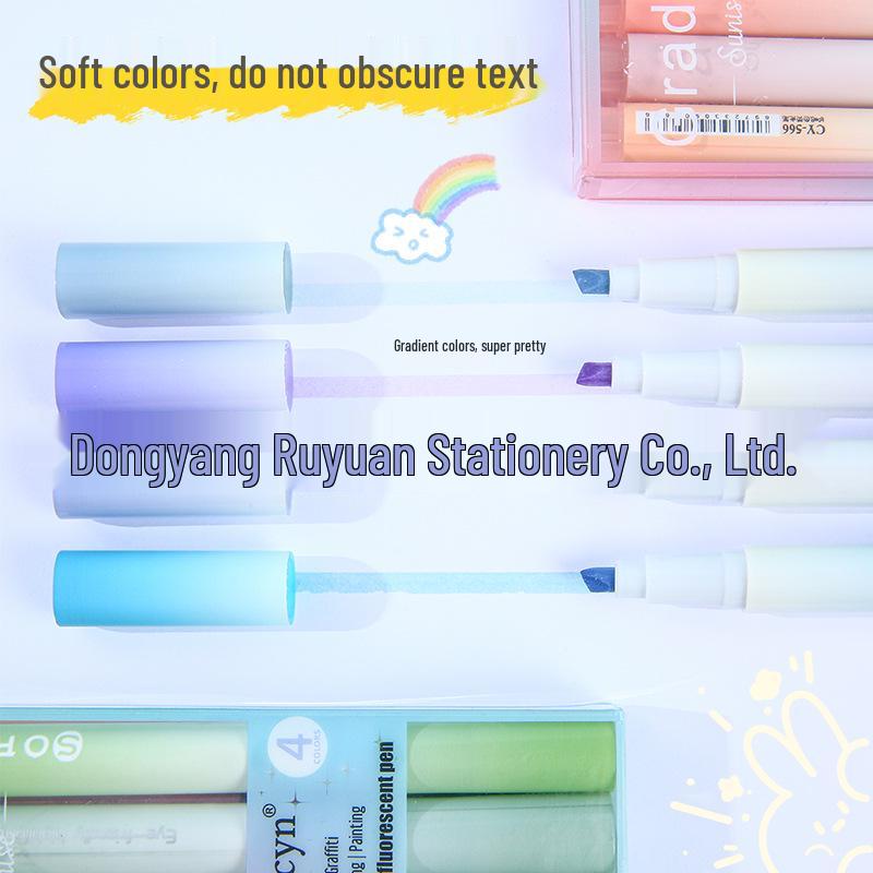 Gradient Highlighter Pen: Eye-Friendly, Large Capacity, Vibrant Colors for Students