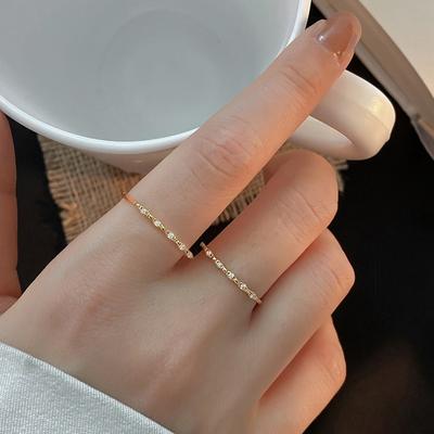 New Stainless Steel Adjustable Ring Set For Women Simple Shiny Zircon Thin Open Ring Index Finger Ring Banquet Birthday Jewelry