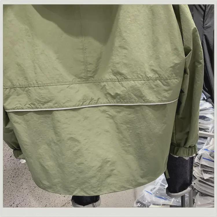 Japanese Style Casual Solid Color Hooded Jacket with Trendy Printed Lettering for Men