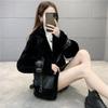 Large size women's clothing lamb leather jacket integrated autumn and winter new fat sister short thickened winter padded jacket tide