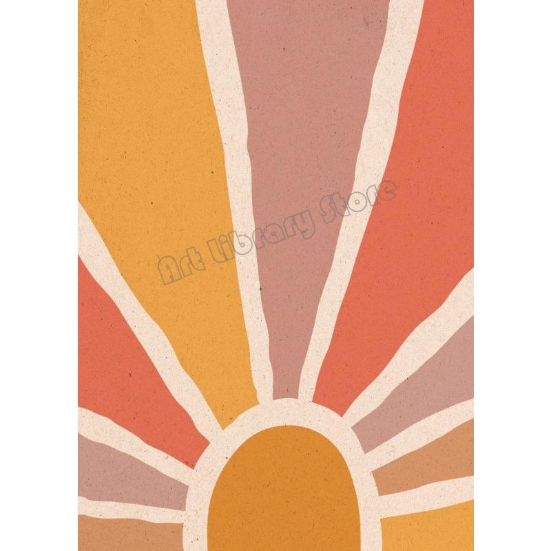 Neutraler Boho Mid Century Abstrakt Botanisch Linie Terrakotta Töne Geometrisches Poster Leinwandmalerei Wandkunst Bilder Heimdekor