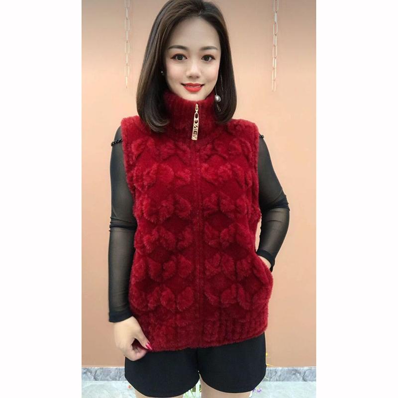 Winter Vest Women's Velvet Warm Zipper Sweater Coat Velvet Middle Aged Old Mother Vest Jacket