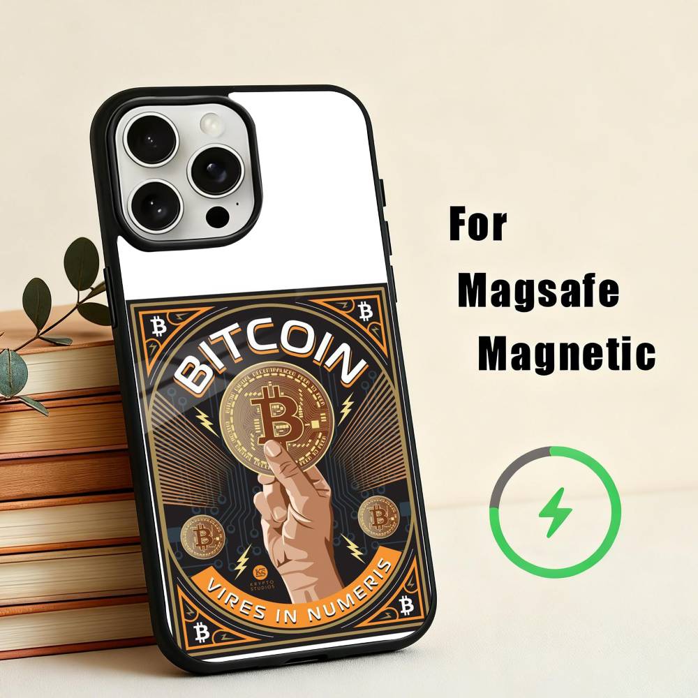 Cool Art Bitcoin Digital  Phone Case For iPhone 17,16,15,14,13,12,Plus,Pro,Max for Magsafe Magnetic Wireless Charging