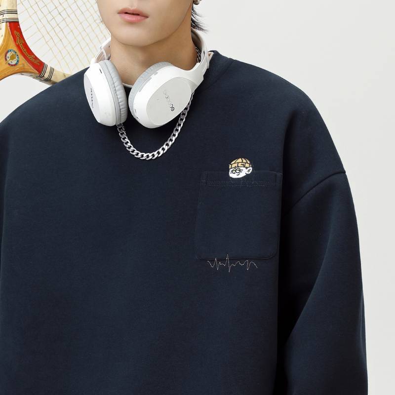 Vintage Embroidered Round Neck Sweatshirt For Casual Autumn Wear