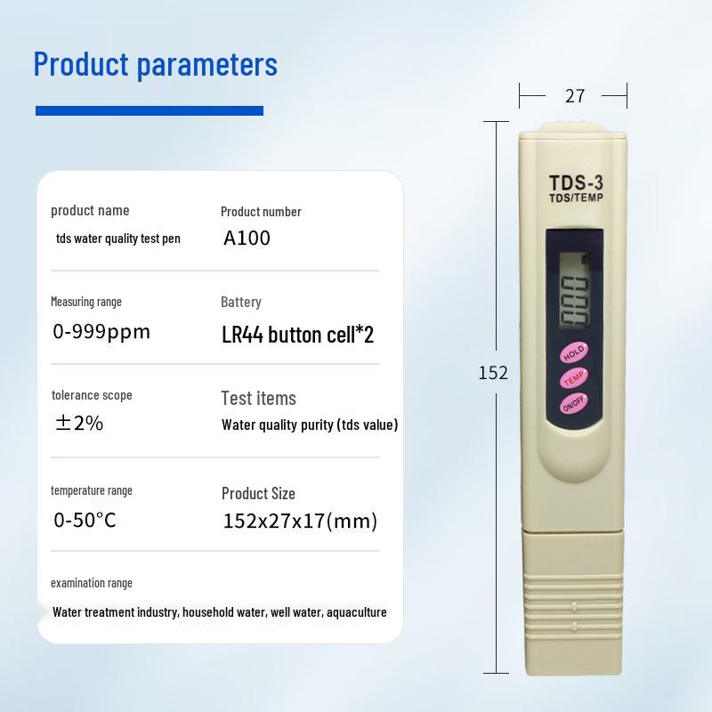 High-Precision TDS-3 Water Quality Test Pen for Household Tap Water
