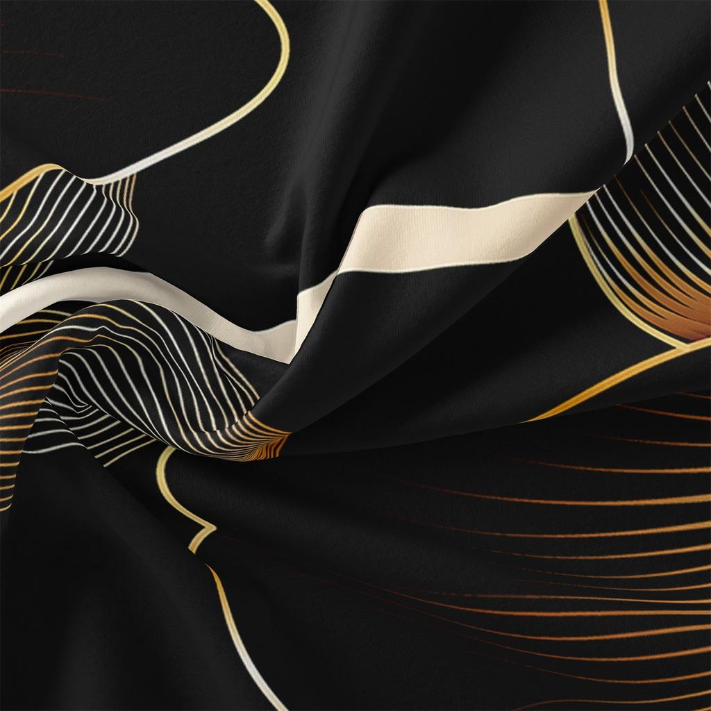 2/3pcs Duvet Cover Set Modern Black & Golden Floral Print Soft & Breathable Bedroom & Guest Room Without Core (No Insert)