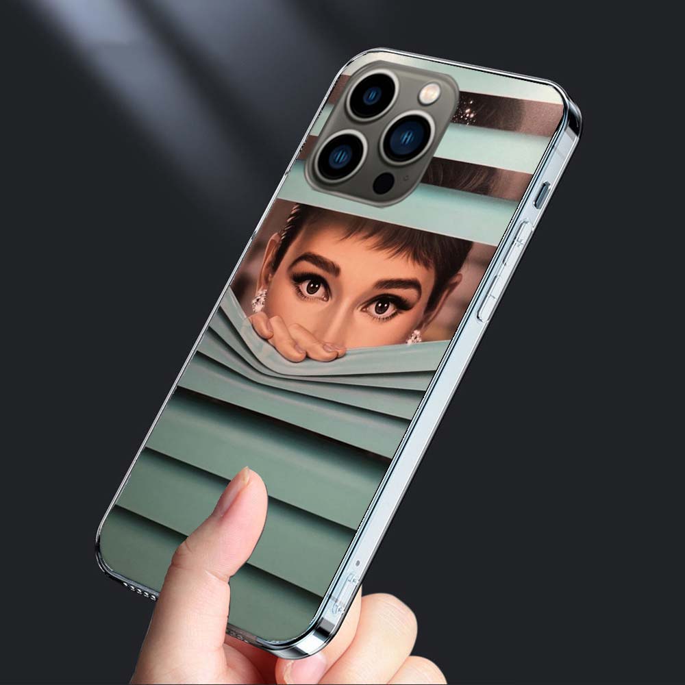 Audrey Hepburn Phone Case For Iphone 16E 15 Pro 14 Plus 17E 16 17 Pro Max Air 11 12 13 Mini Shockproof Capa Cute Cover TPU Cl