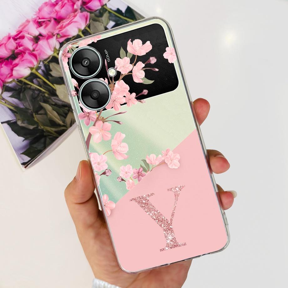 For Xiaomi Redmi 13C 13R 5G Case Transparent Soft TPU Ultra Slim Bumper Capa For Xiomi Redmi13C 5G 13 R Initials Letter Coques