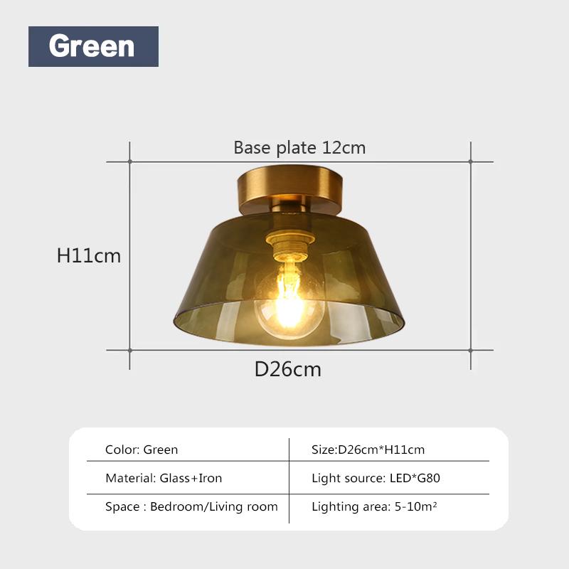 

Современный стеклянный потолочный светильник янтарно-зеленого цвета со стеклянным колпаком для гостиной, столовой, лестничной клетки, спальни, домашний светодиодный светильник для украшения No bulb зелёный
