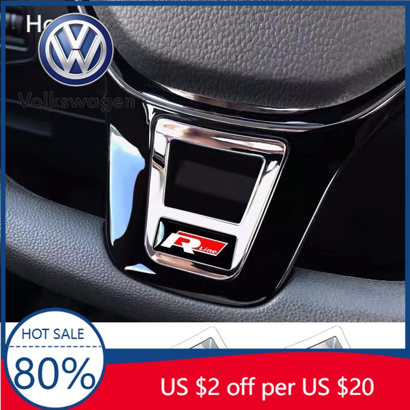 Pour VW Volkswagen Jetta MK5 Golf 1 Pièce ABS Autocollants de Garniture de Volant de Voiture Logo R Accessoires Pour Volkswagen GTI R-Line Polo Gol