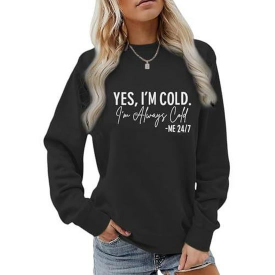 Women's Autumn/Winter Casual Round Neck Sweatshirt - Cold Letter Number Print