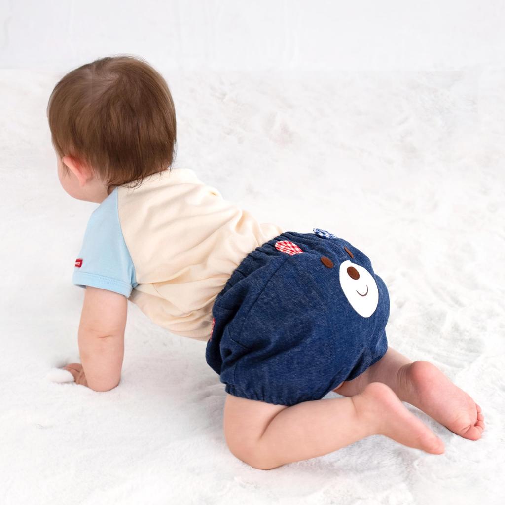 MIKIHOUSE HOT BISCUITS Bloomers for Boys and Girls, Indigo Blue, One Size Fits All (70-90cm), Product Number: 70-1401-494