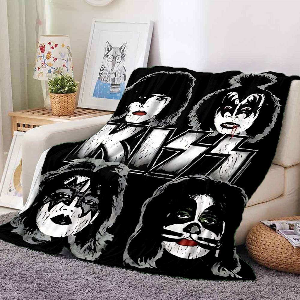 1pc KISS Band Flannel Blanket, Soft Skin Friendly with Digital Printing, Various Sizes Available for Family, Friends, Birthday