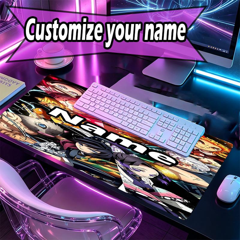 Custom Name Personalized Demon Slayer Pattern Mousepad, Laptop PC Desk Mat, Decorative Desk Mat for Home Keyboard Pad Gift
