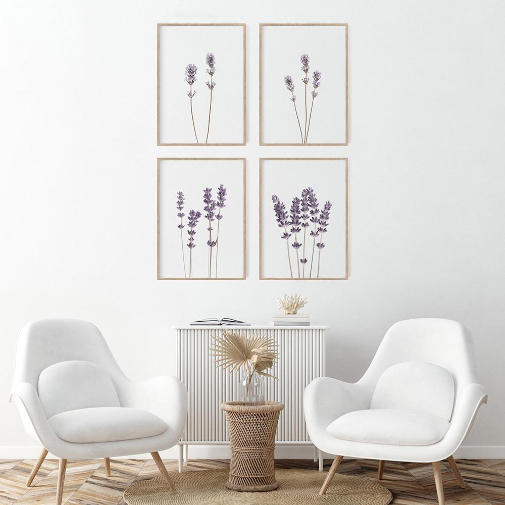 Nordic Style Lavender Botanical Posters Botanical Canvas Painting Farmhouse Wall Art Pictures for Living Room Home Decoration