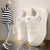 Small Thick-soled Soft Leather Board Shoes for Women's 2025 Spring New Height-increasing Casual Versatile Muffin-soled White Shoes 2388