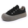 Casual Platform Shoes for Women Lightweight Faux Leather Sneakers Lace Up Tennis Shoes Comfort Walking Shoes Women's Non-Slip Breathable Low-Top Shoes