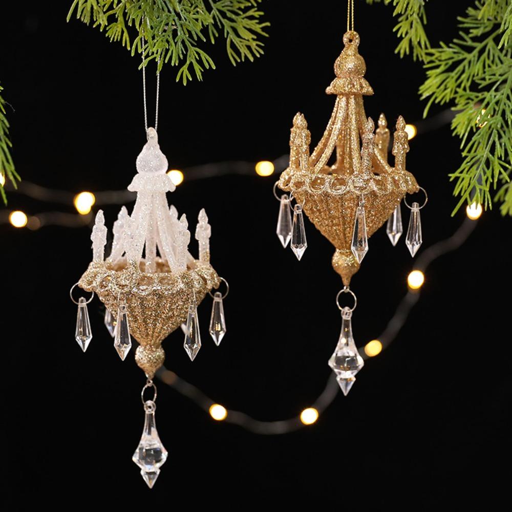 Acrylic Christmas Crystal Chandelier Pendant Glitter Decorative Xmas Tree Hanging Decorations Realistic Christmas Tree Ornaments