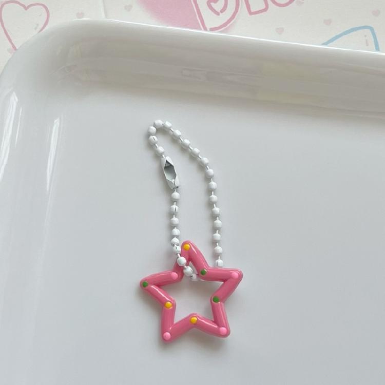 Stylish Adorable Acrylic Star Dot Keychain Fun and Unique Hollow Star Charm