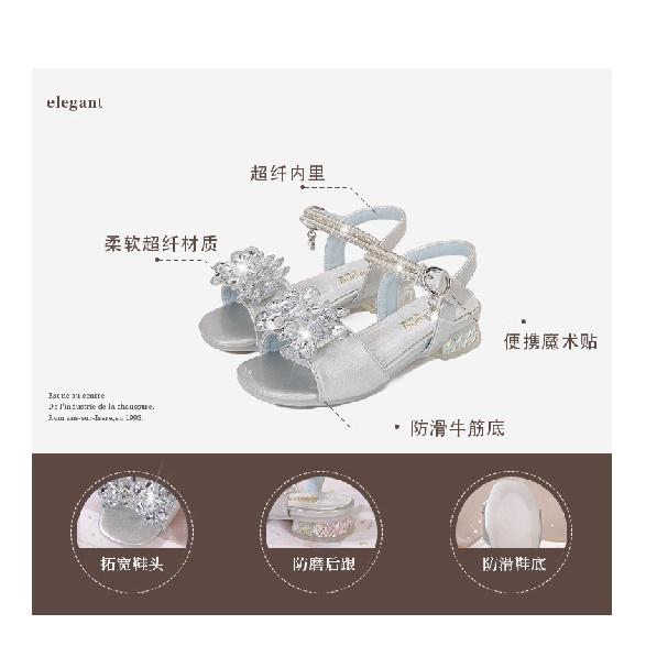 Summer Girls Princess Sandals Crystal Flower Sandals Children's Shoes Baby Girl Rhinestone Sandals Crystal Shoes
