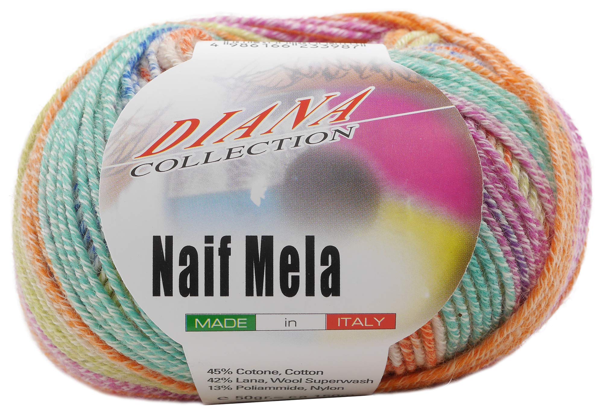 

NASKA DIANA Нож Мела Пряжа Средняя Мульти 50г 150м Набор 10 мотков Кол.704 Прибл.. Ф-10