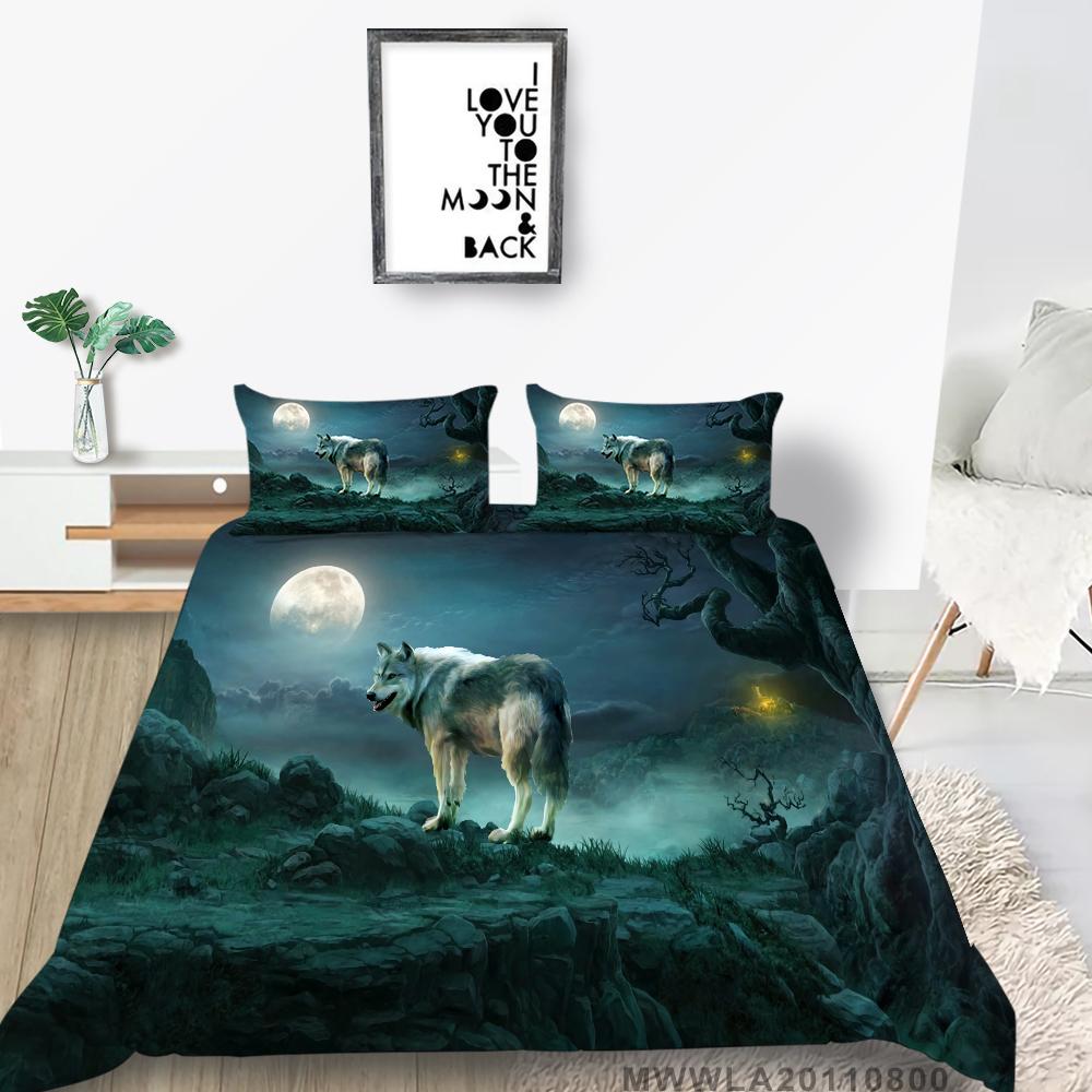 Duvet Cover Set with Pillowcase Wolf Painting Luxury Home Bed Clothes Unique Design Cool Bedding Cover Suit Fashionable