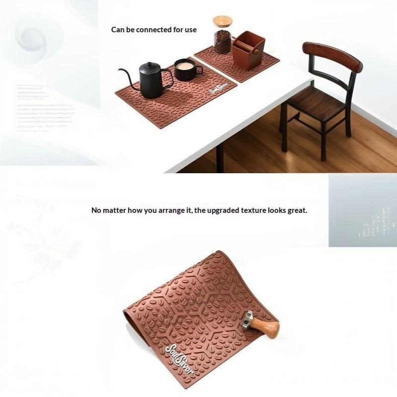 Coffee Bean Pattern Soft PVC Coffee Bar Mat Non Slip Quick Draining Waterproof Pad for Home Kitchen Countertop Decor