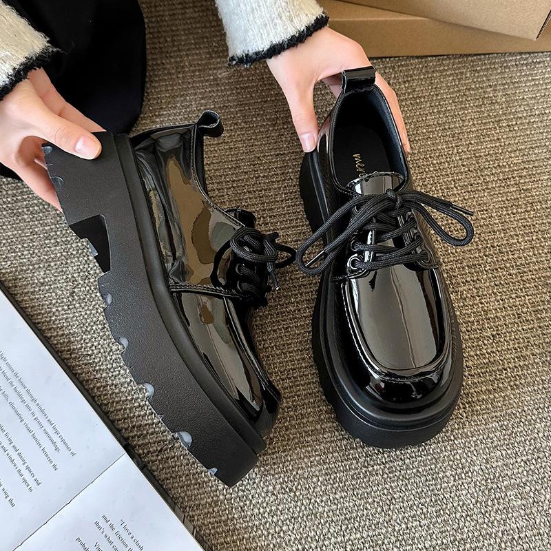 British Style Platform Small Leather Shoes Women's 2025 New Spring Versatile Black Jk Single Shoes Muffin Loafers Ins Tide