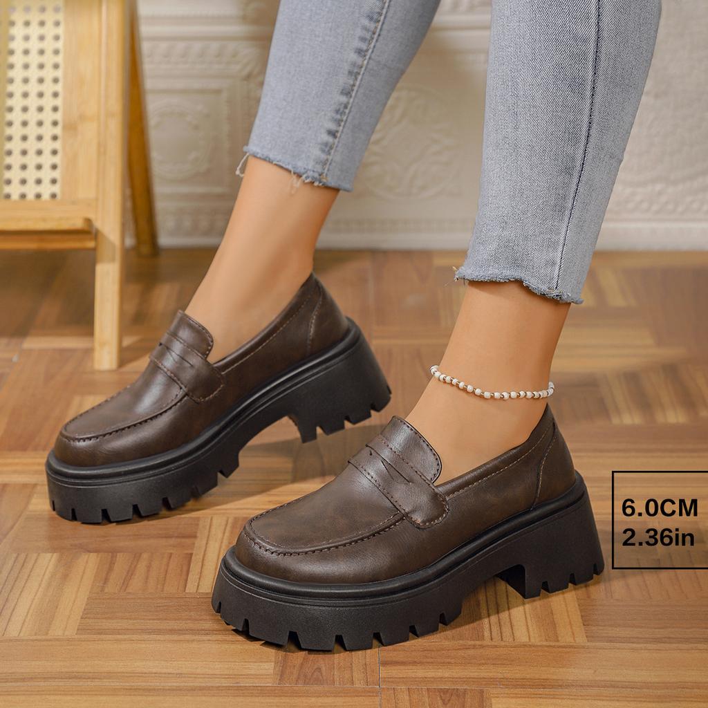 Platform Shoes for Women Loafers Shoes Thick-soled Wedding Formal Women Business Shoes Slipon Leather Increase Casual Shoe Women
