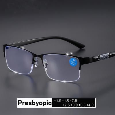 High Quality Metal Frame Reading Glasses Men'S Business Style Minus Diopter Eyewear Vintage Prescription Presbyopia Eyeglasses