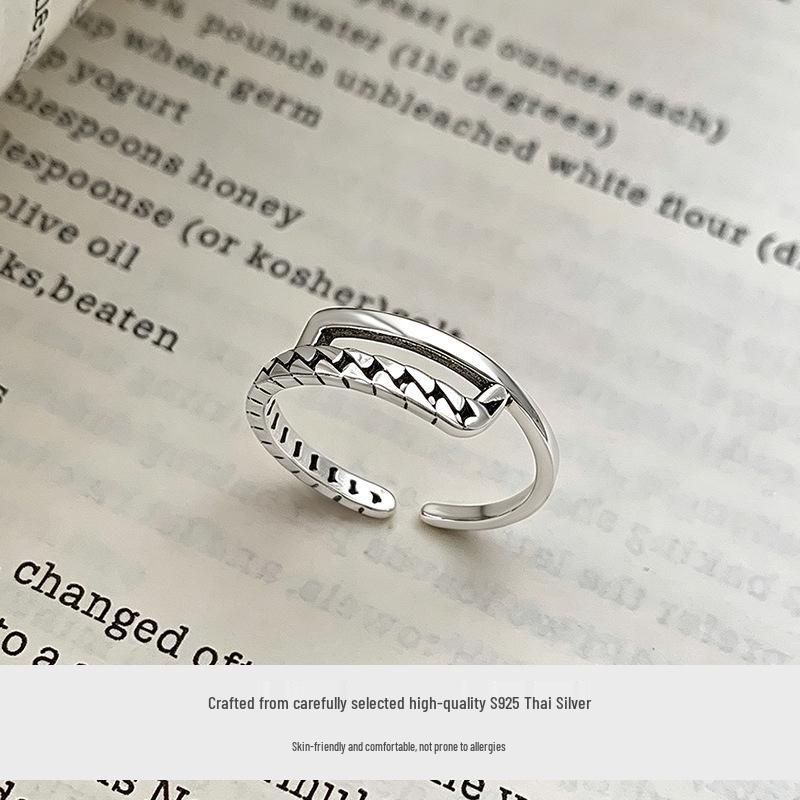 Minimalist Thai Silver S925 Unisex Adjustable Open Ring